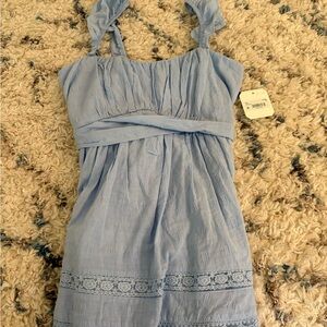 Altar'd State Blue Ruched Tie Front Mini Dress